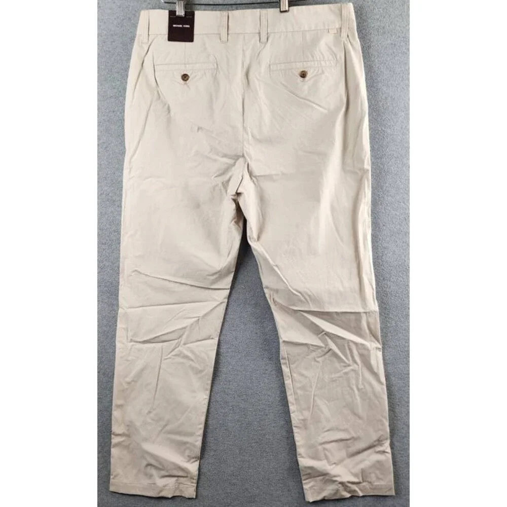 Michael Kors Cotton Straight Tailored Fit Chino Pants Men's 34/32 Dune